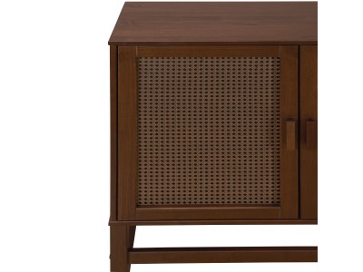 Aparador buffet de madeira com 3 portas na cor amendoado com palhinha indiana na cor amêndoa  / coleção Acapulco